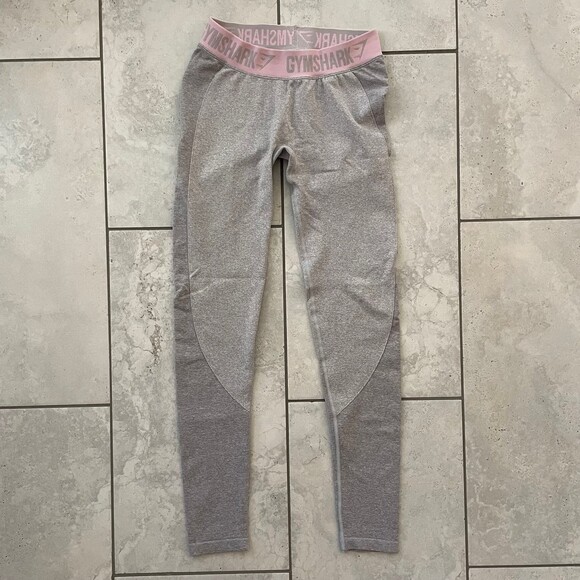Gymshark Womens Flex Leggings Size M Gray Pink Stretch Athleisure Active - Picture 7 of 7